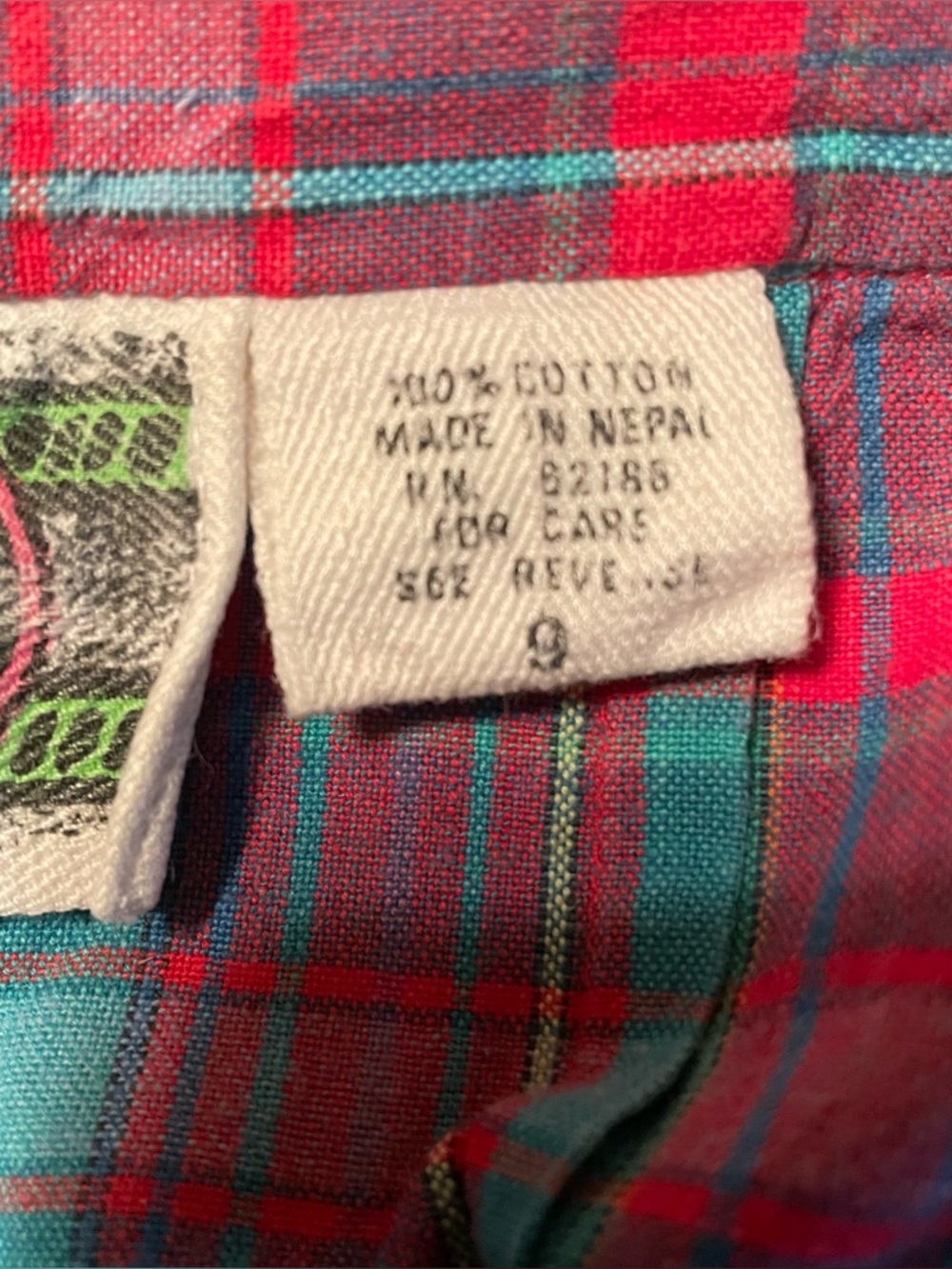 Vintage 80s Ultra Fun Peddlers Cotton Shorts Green and Red Plaid Juniors Size 9 - Picture 9 of 12